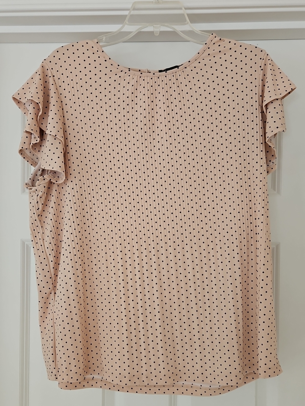 Adrianna Papell Blush Pink Polka Dot Pleated Top